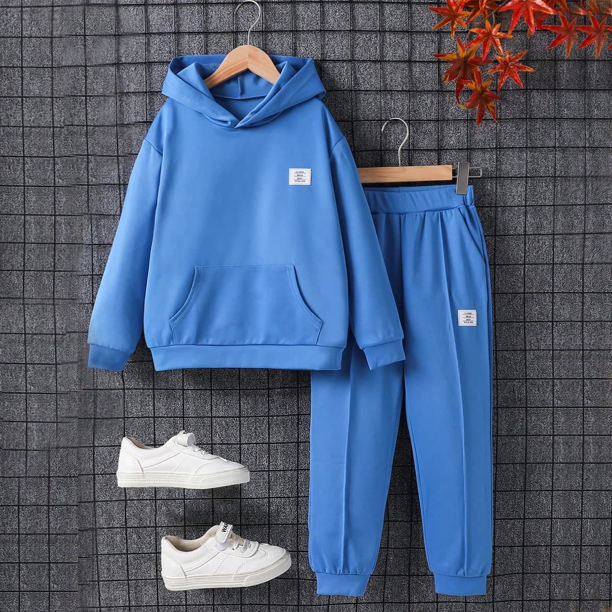 Ensemble Sweat Ã€ Capuche Et Pantalon De SurvÃªtement Bleu DÃ©contractÃ© Pour GarÃ§on, Tenues Familiales Assorties (4 Ensembles Vendus SÃ©parÃ©ment)