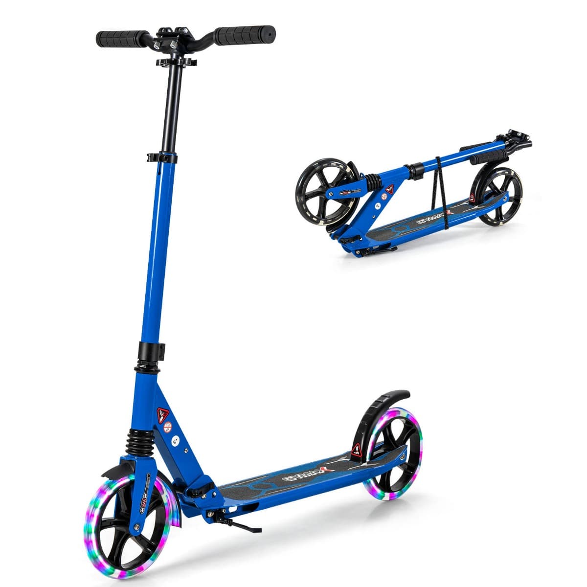 CostwayTrottinette avec 3 Hauteurs Réglables et Frein à Pied pour Adultes Adolescents et Enfants plus de 8 Ans Charge Max 100KG Bleu